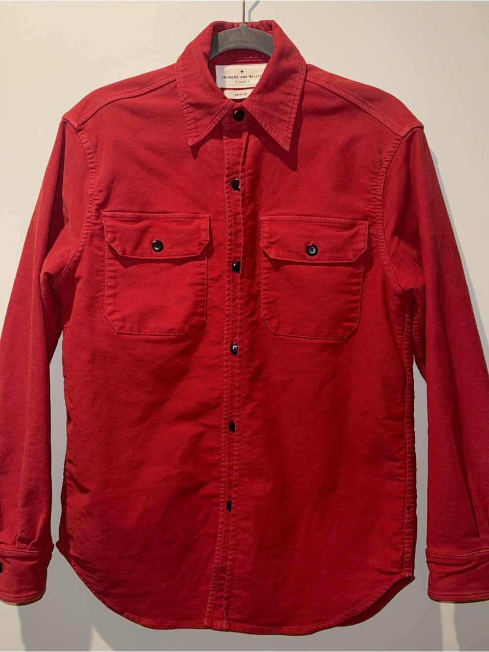 Imogene and Willie Men’s Red Griffin Work Button Up Shirt USA Size Small